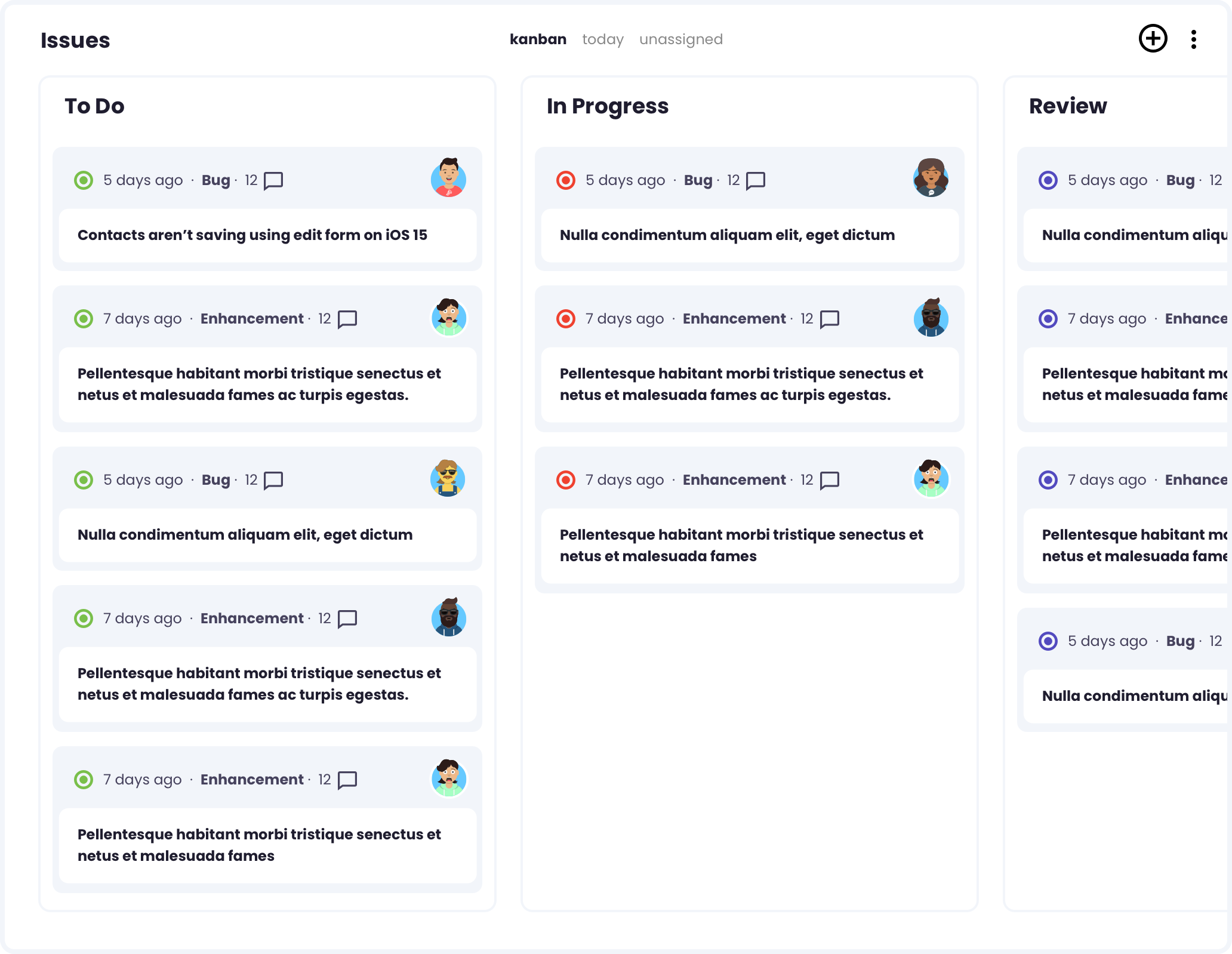 Issues Kanban view